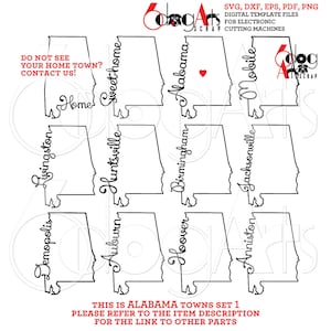 Alabama contour typographie partie 1 fichiers - SVG DXF - Silhouette Cricut imprimable téléchargement coupe gravure JB-1152a