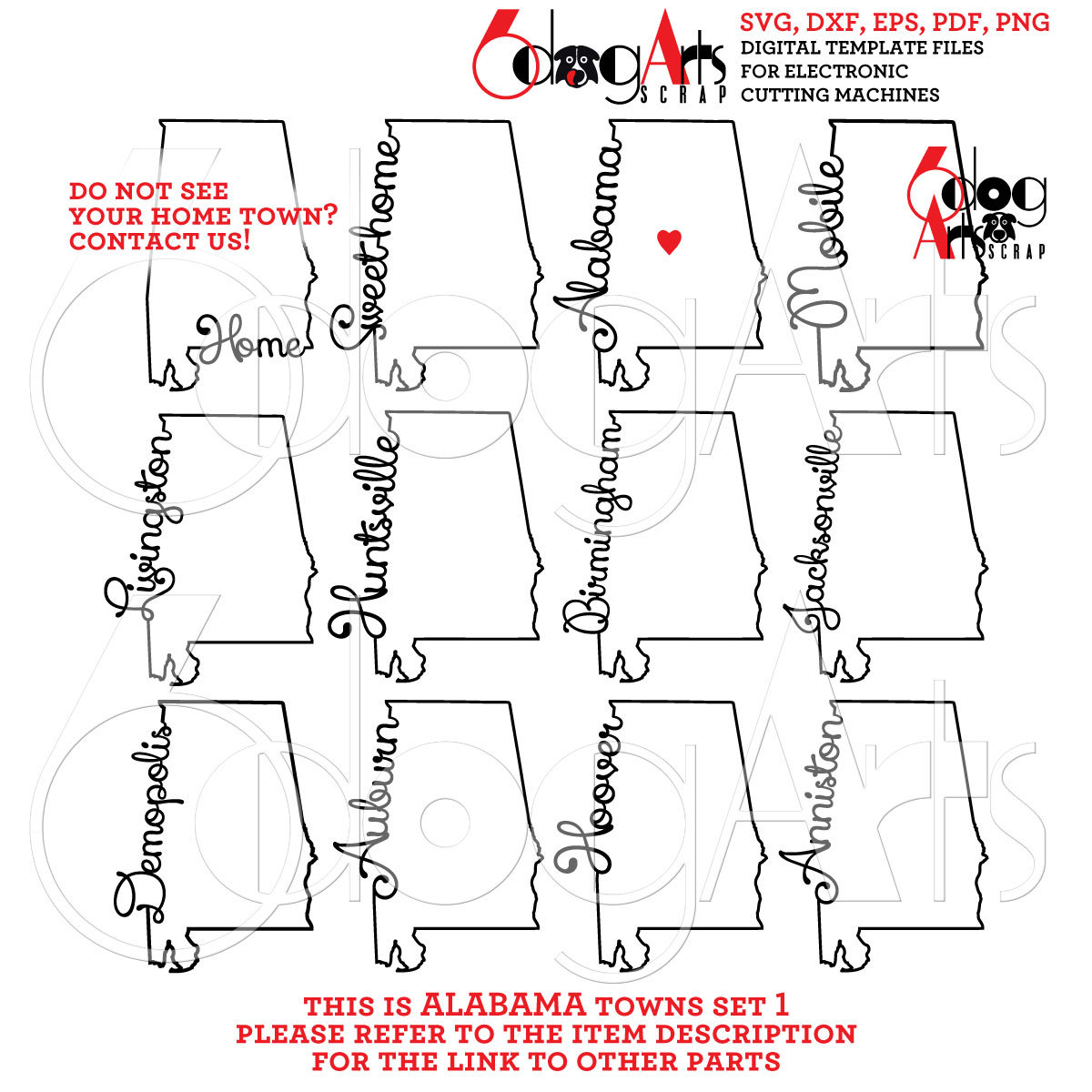 Alabama Outline Typography Part 1 Files - SVG DXF - Silhouette Cricut ...