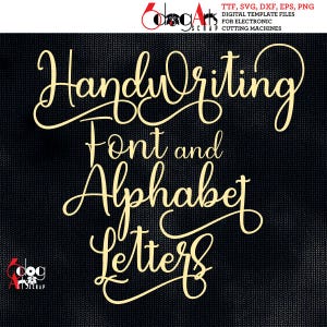Handwriting Script TTF Font & SVG Alphabet Letters Digital Printable Cuttable Download JB-1306
