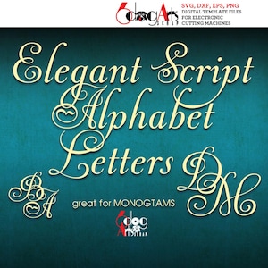 Elegantes Skript Alphabet SVG DXF Vektor Bilder Monogramm Schneidbare Buchstaben Vinyl Aufbügeln Transferpresse Transfer Silhouette Cricut JB-181