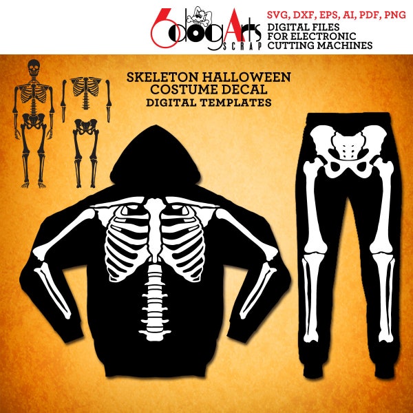 Halloween Costume Skeleton Vector Digital Files SVG DXF Download Vinyl Iron On Heat Press Transfer Silhouette Cricut Laser Cutting JB-1524