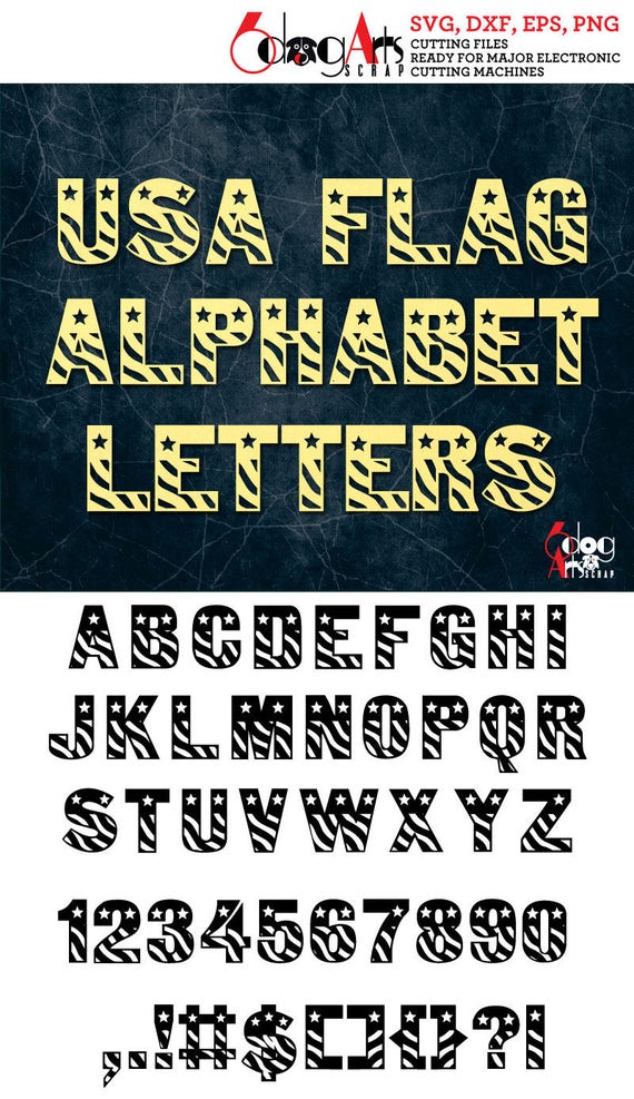 Download USA Flag Alphabet Letters Digital Cut Files Svg Dxf Eps ...