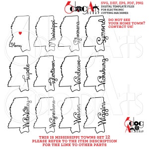 Mississippi Outline Typography (Part 12) SVG DXF Digital Files Download Silhouette Cricut Laser GlowForge Paper Metal Cutting JB-1153m