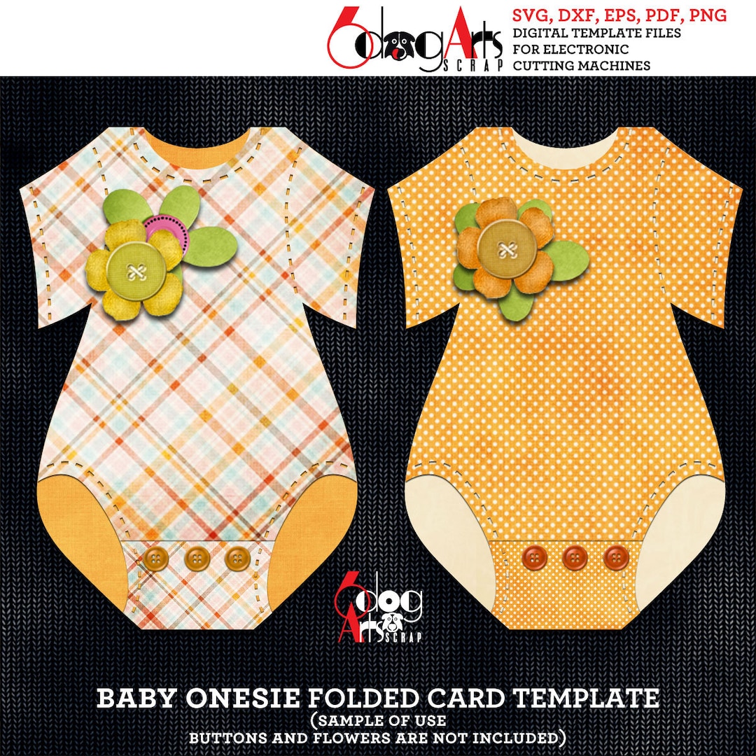 Baby Onesie Folded Card Template Digital Cut SVG DXF Files Baby
