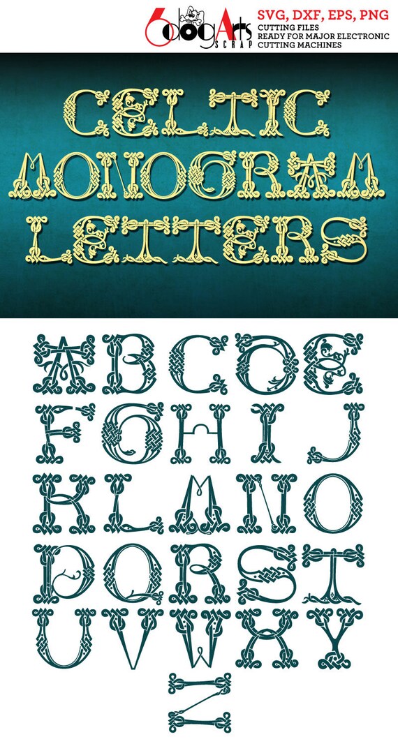 Celtic Monogram Letters Digital Cut Files Svg Dxf Eps Png Etsy