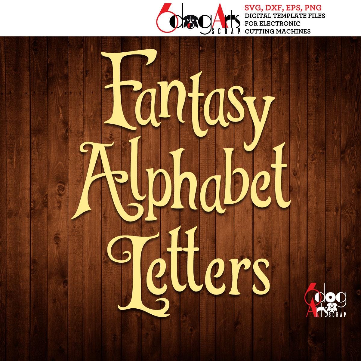 Fantasy Curly Alphabet SVG DXF Vector Images Monogram Cuttable Letters  Vinyl Iron On Heat Press Transfer Silhouette Cricut JB-816, image size:1200x1200