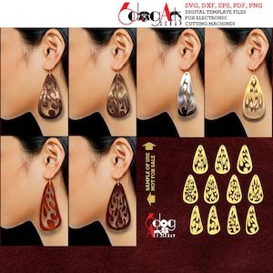 11 Metal Wood Acrylic Tribal Flames Earring Pendant Templates Download Vector Digital SVG DXF Files Plasma Laser Cricut Cutting JB-1725