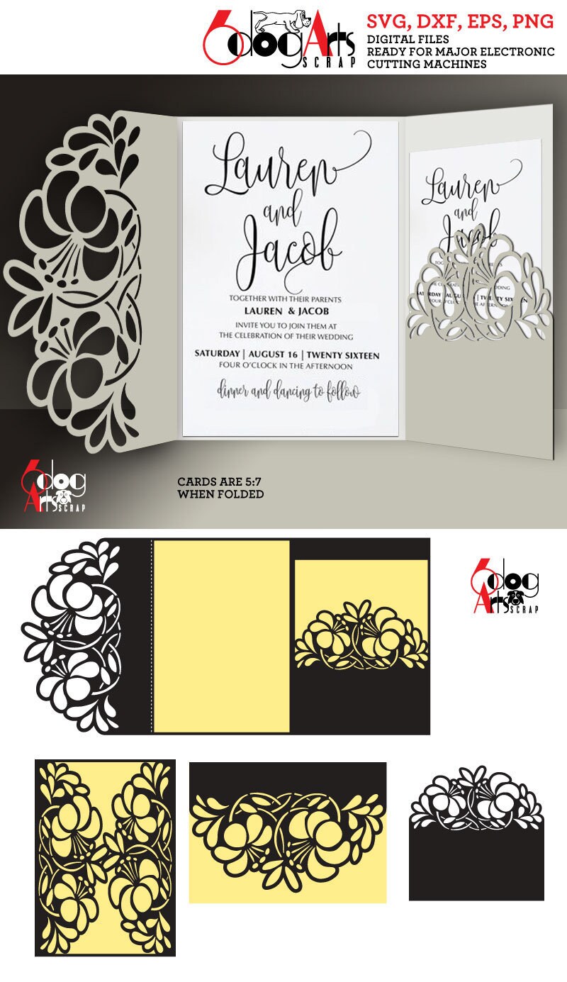 Download 3 Floral Lace Card Templates Digital Cut Svg Dxf Files Wedding Etsy