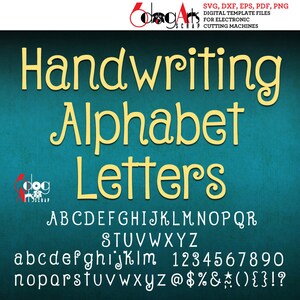 Escritura a mano Letras del alfabeto SVG DXF Imágenes vectoriales Monograma Archivos cortables Vinilo Hierro en transferencia de prensa de calor Silueta Cricut JB794