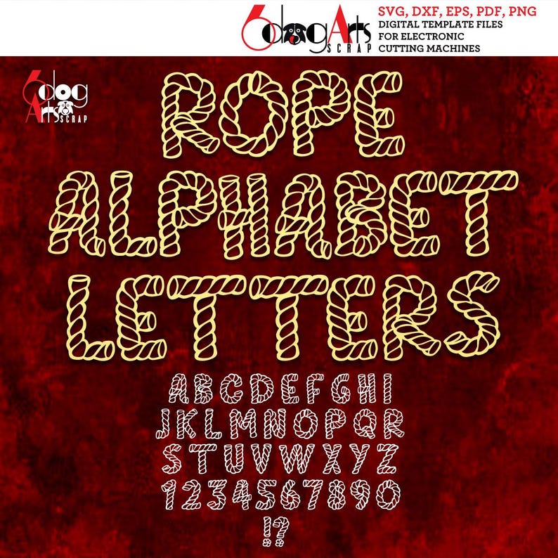 Cute Rope Font Rope TTF Font & SVG Alphabet Letters Printable Cuttable Digital ...
