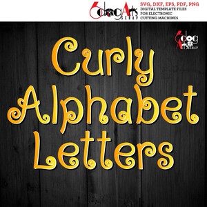 Lettres de l'alphabet bouclés Images numériques SVG DXF vinyle découpe Silhouette Cricut imprimable vecteur téléchargement sérigraphie JB-1289