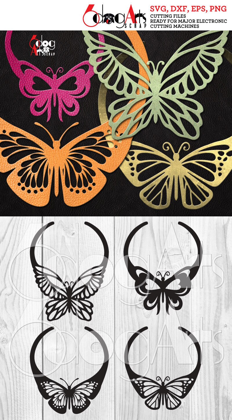 Download 4 Leather Butterfly Necklace Templates Vector Digital SVG ...
