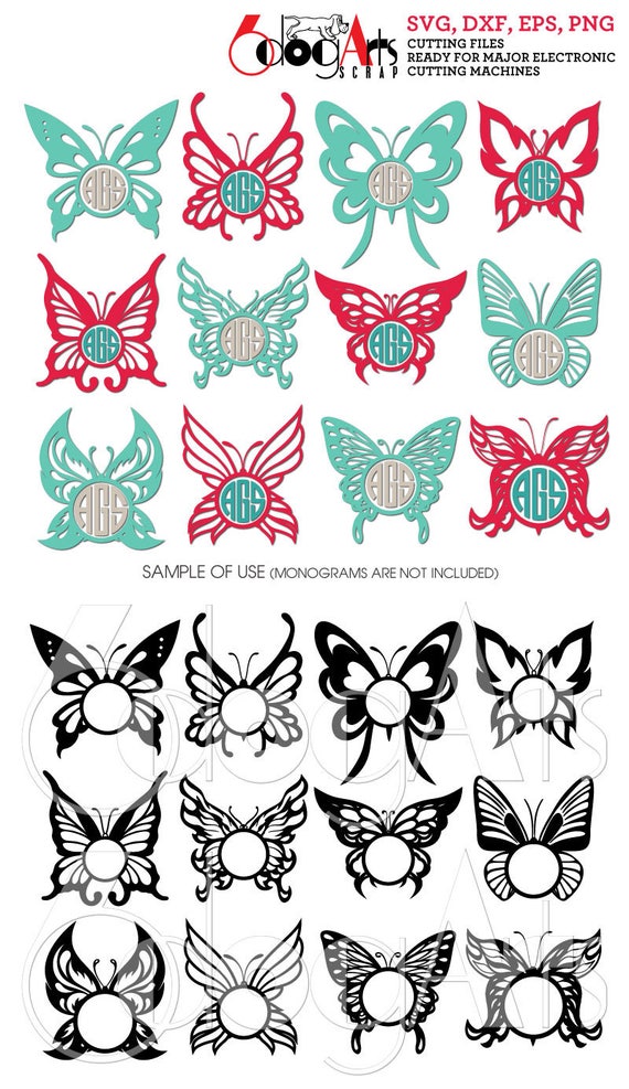 Download Free Butterfly Monogram Frames Digital Cut Files Svg Dxf Eps Png Etsy SVG Cut Files