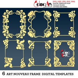 9 Art Nouveau Frames Vector Digital Files Svg Dxf Eps Png