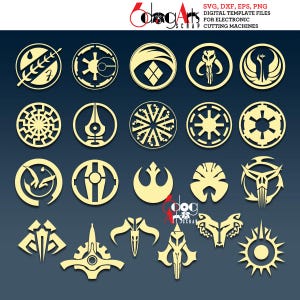 Símbolos de Star Wars Archivos digitales vectoriales Svg Dxf Eps Png Silueta SCAL Cricut Descarga imprimible para bricolaje Papel Vinilo Corte JB-117