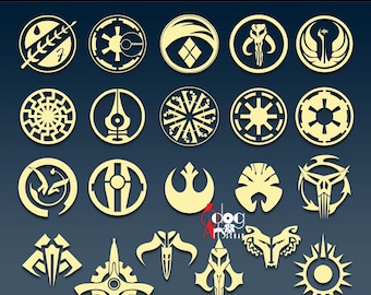 Star Wars-symbolen SVG- en DXF-bundel voor Cricut, lasersnijden, JB-117