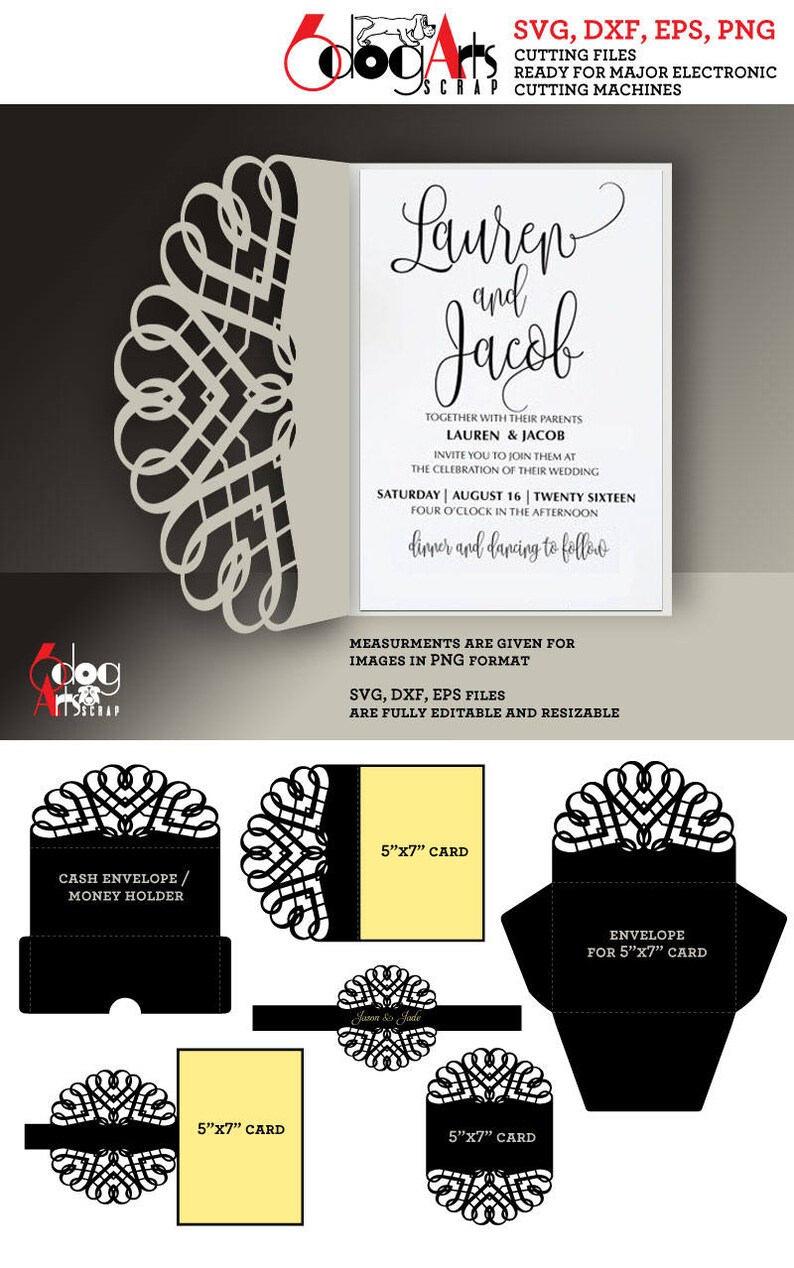 Download Scroll Lace Card Templates Digital Cut SVG DXF Files ...