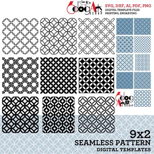 Bundle de motifs sans couture 9 x 2 modèles numériques SVG DXF fichiers vectoriels Laser GlowForge Cricut découpe téléchargement immédiat JB-2105