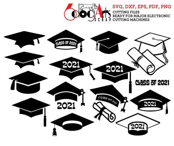 Download Graduation Cap Class Of 2021 Digital Vector Cut Files Svg Dxf Etsy