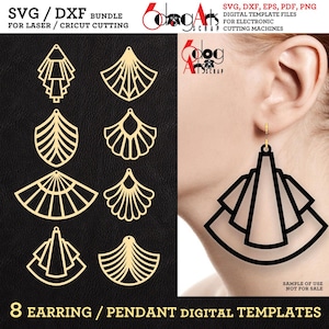 Earring Template Bundle: SVG/DXF Digital Files Download for Laser GlowForge Cricut Cutting JB-1921