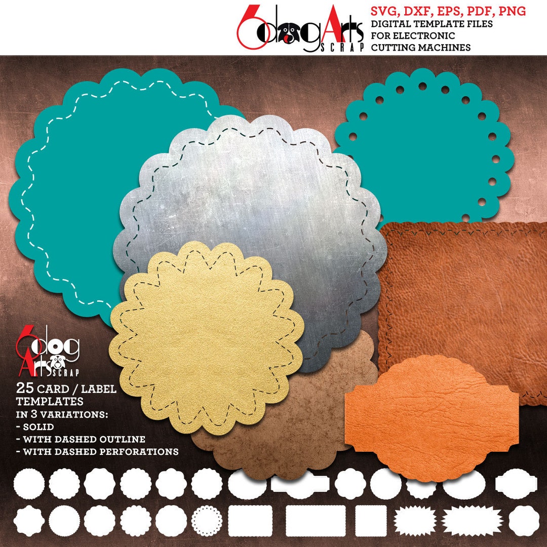 25 Scalloped Card / Label / Tag Templates Digital Files SVG DXF Vector ...