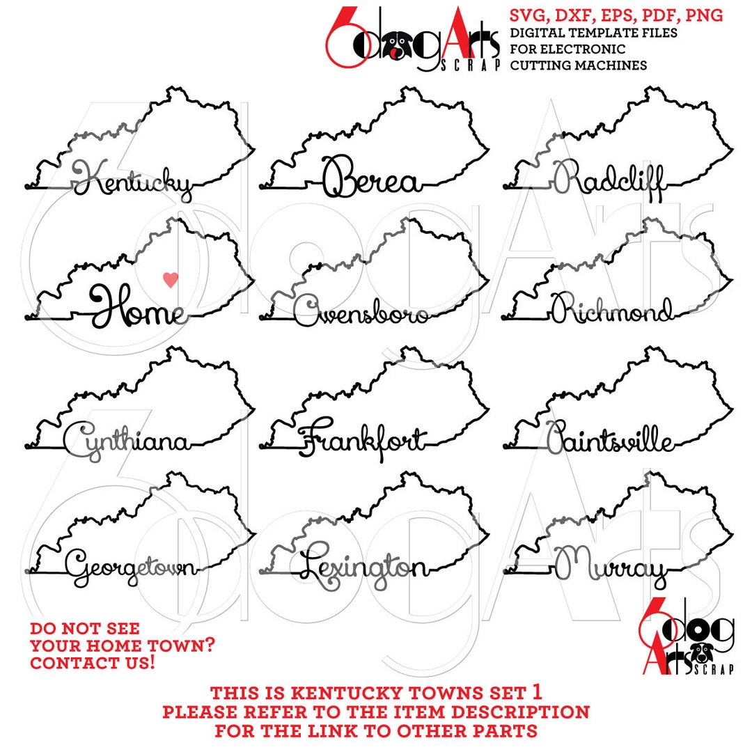 Kentucky Outline Typography Part 1 Files Svg Dxf Eps Png Pdf Silhouette ...