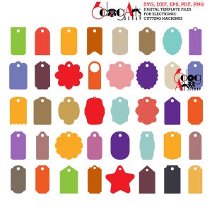40 modèles d'étiquettes-cadeaux fichiers numériques SVG DXF vecteur découper carte de téléchargement Stock de coupe artisanat Silhouette Cricut JB-1003