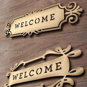 8 Text Frame Welcome Home Sign Name Digital Templates SVG DXF Vector Files Vinyl Transfer Wood Metal Laser Plasma Download JB-1204 image 5