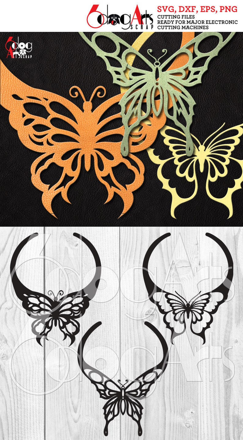 Download 3 Leather Butterfly Necklace Templates Vector Digital SVG ...