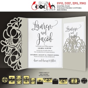 12 Florale Spitze Umschlag, Karte Vorlagen Digitaler Schnitt SVG DXF Dateien Hochzeitseinladung Briefpapier Schneidbare Download Silhouette Cricut JB-885