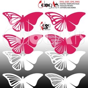 4 modèles de marque-places de Table de mariage papillon Fichiers vectoriels numériques Silhouette DXF SVG Téléchargement Cricut pour découpe de papier JB-1181