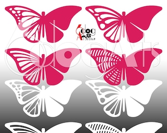 4 Butterfly Wedding Table Place Card Templates Digital Vector Files SVG DXF Silhouette Cricut Download for Paper Cutting JB-1181