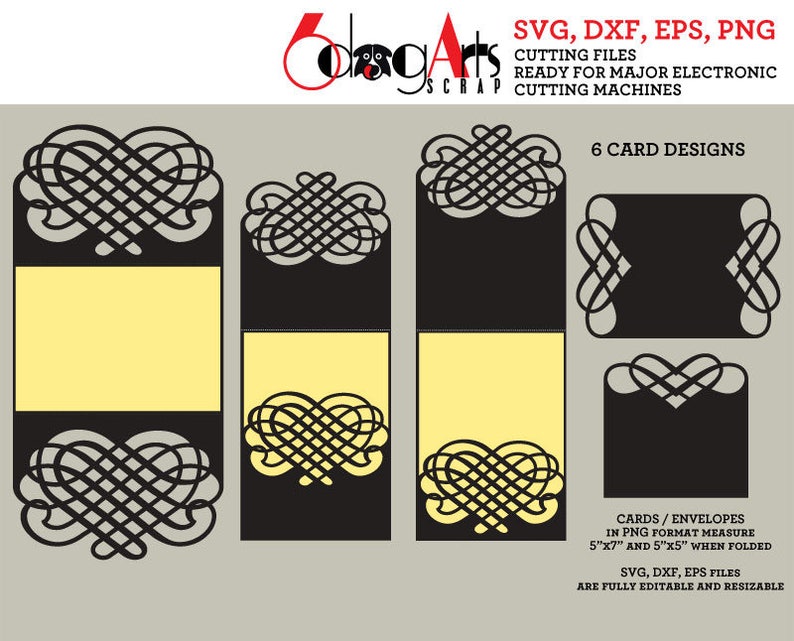Download 6 Lace Envelope & Card Templates Digital Cut SVG DXF Files | Etsy