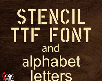 Stencil TTF Font & SVG Vector Images Alphabet Letters for Printing, Laser Cricut Cutting JB-2156