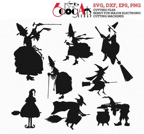 Download Halloween Witch Silhouettes Vector Digital Cut Files SVG ...