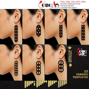 Earring SVG DXF Long Bar Pendant Metal Wood Acrylic Templates Download Vector Digital Files Plasma Laser Cricut Cutting JB-1734