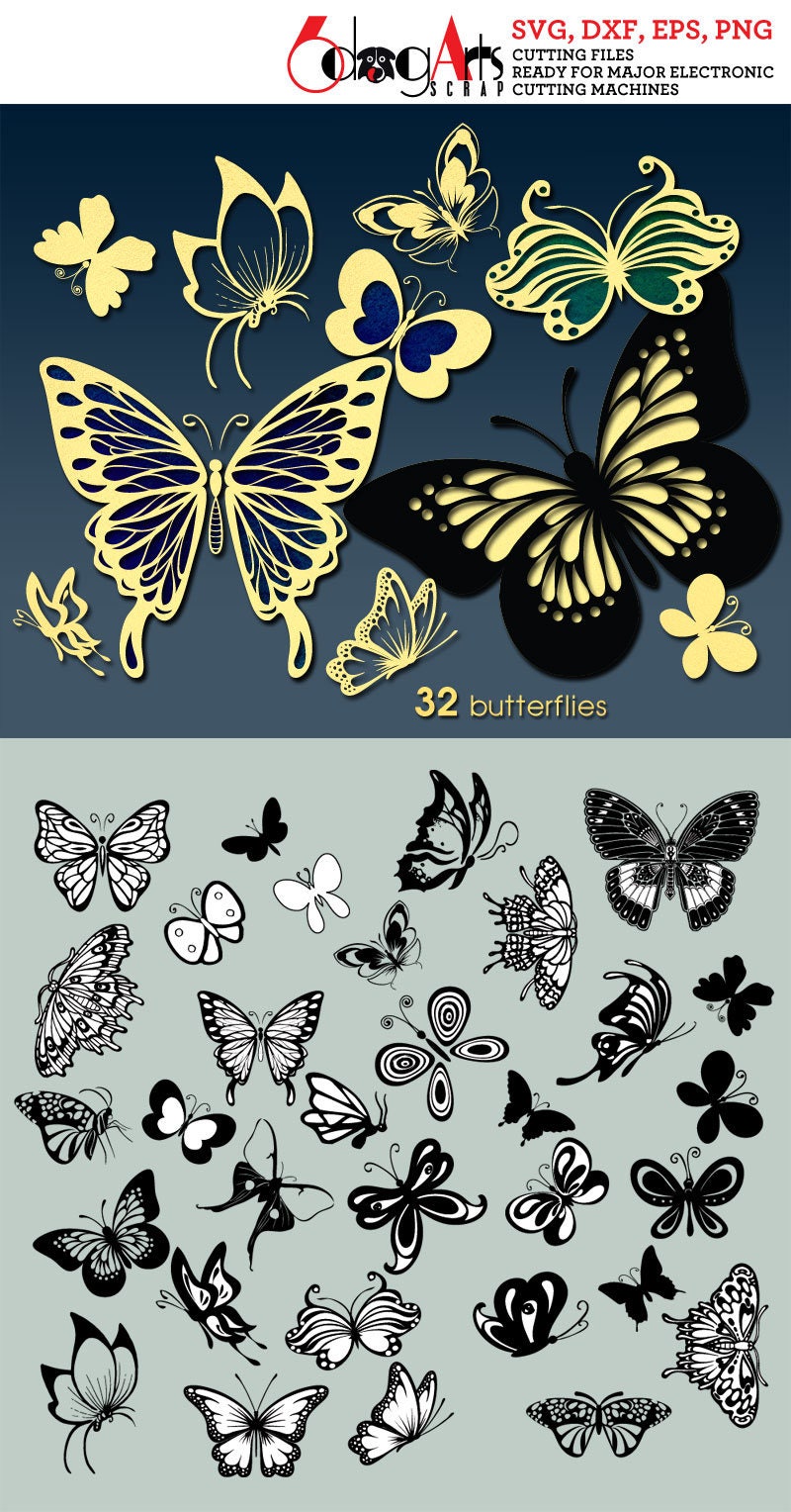 Download 32 Butterflies Vector Digital Cut Files Svg Dxf Eps Png | Etsy