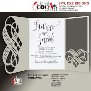 16 Lace Umschlag, Karte, Band Vorlagen Digitaler Schnitt SVG DXF Dateien Hochzeitseinladung Briefpapier Schneidbare Download Silhouette Cricut JB-920A