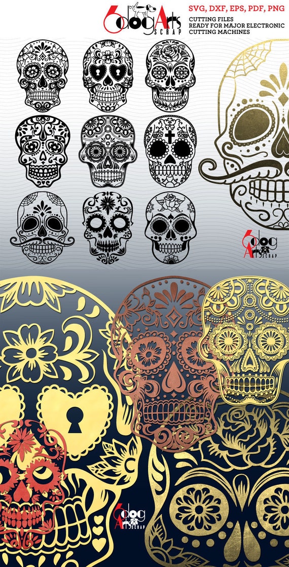 Download Free Day Of The Dead Calavera Sugar Skull Digital Cut Files Svg Dxf Etsy SVG Cut Files
