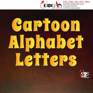 Dessin animé Alphabet lettres Images numériques SVG DXF vinyle découpe Silhouette Cricut imprimable vecteur téléchargement sérigraphie JB-1290