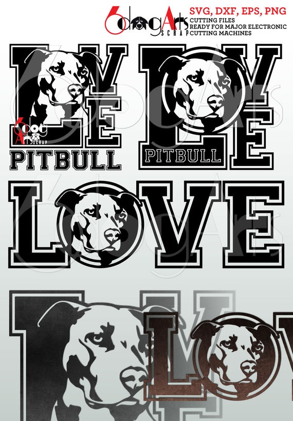 Download 3 Pit Bull Terrier Dog Love Designs Vector Digital Cut Files Etsy
