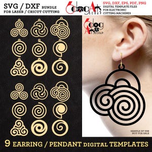 SVG / DXF Earring / Pendant Bundle Digital Template Files Download for Laser GlowForge Cricut Cutting JB-1116
