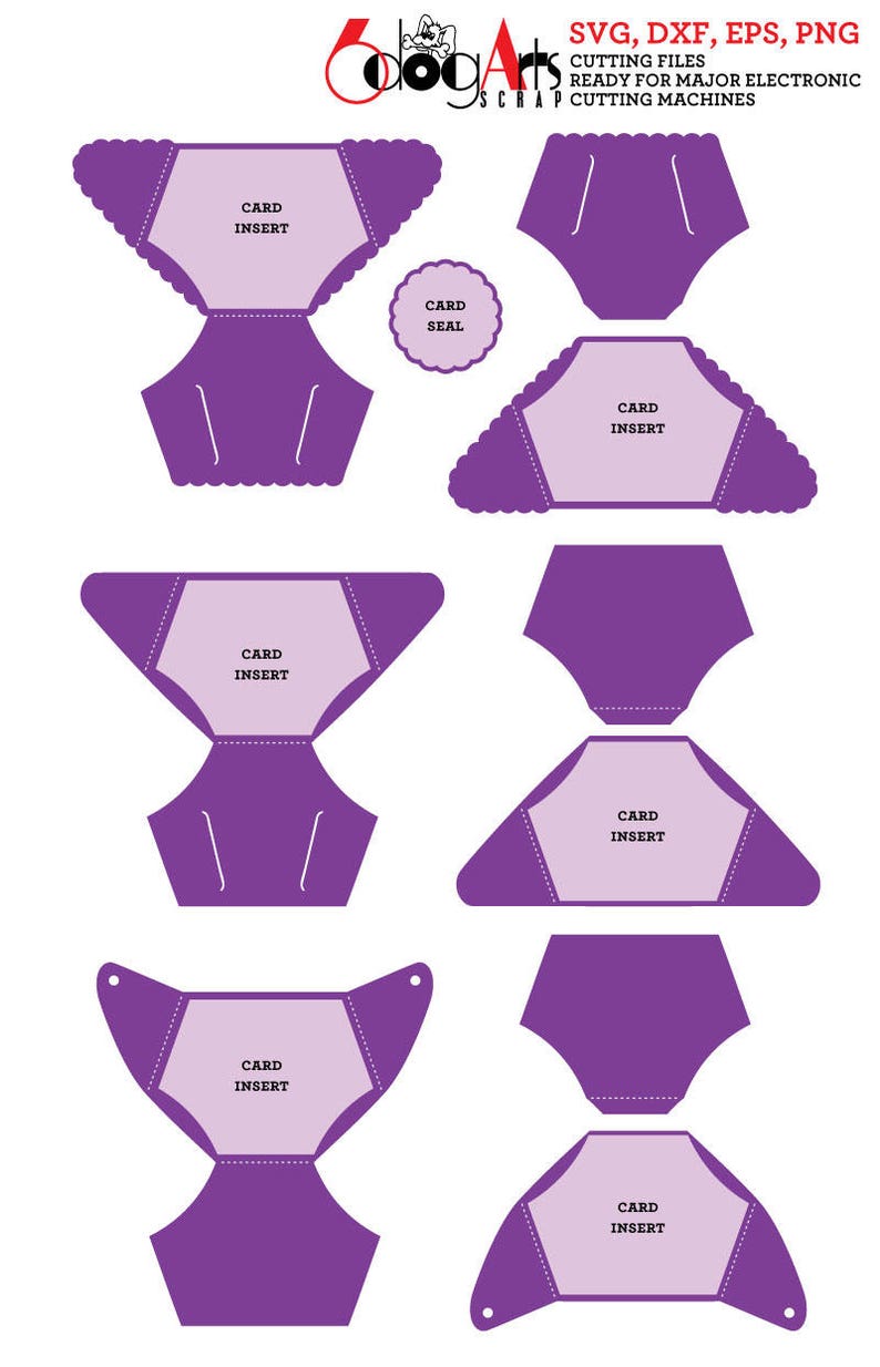 3 Diaper Card Templates Digital Cut SVG DXF Files Baby Shower Etsy