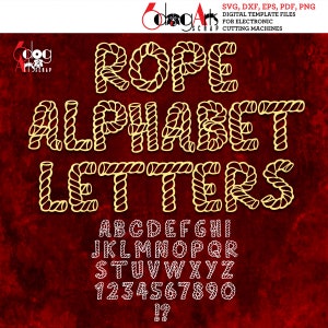 Corde lettres de l'alphabet SVG DXF Images vectorielles monogramme fichiers découpe vinyle fer sur la chaleur presse transfert Silhouette Cricut JB-770