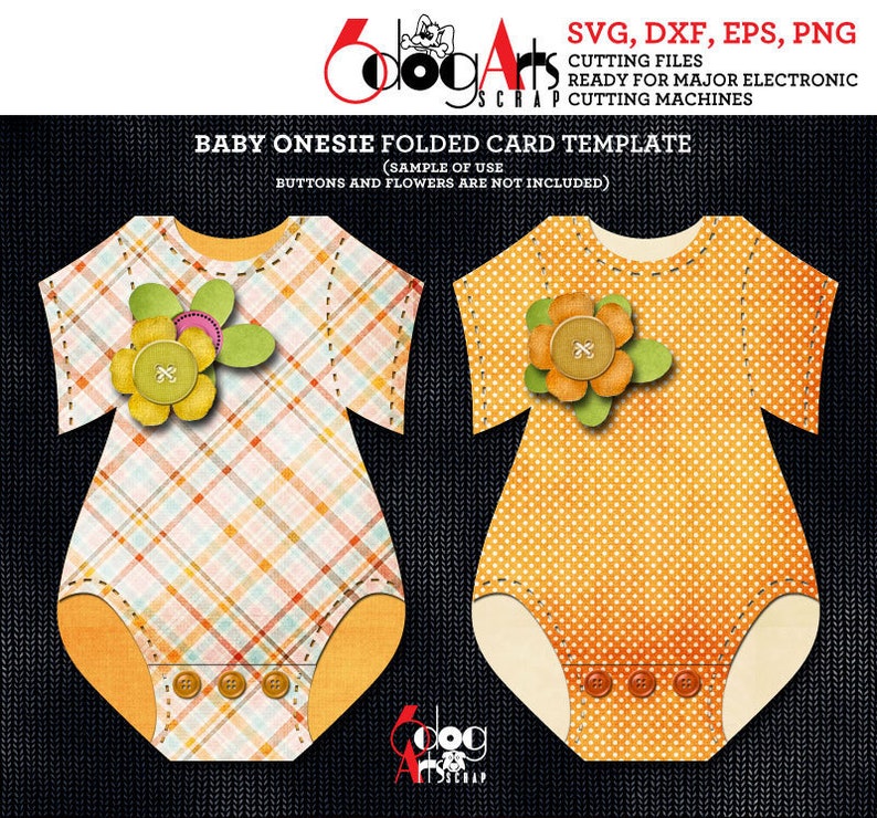 Download Baby Onesie Folded Card Template Digital Cut SVG DXF Files ...