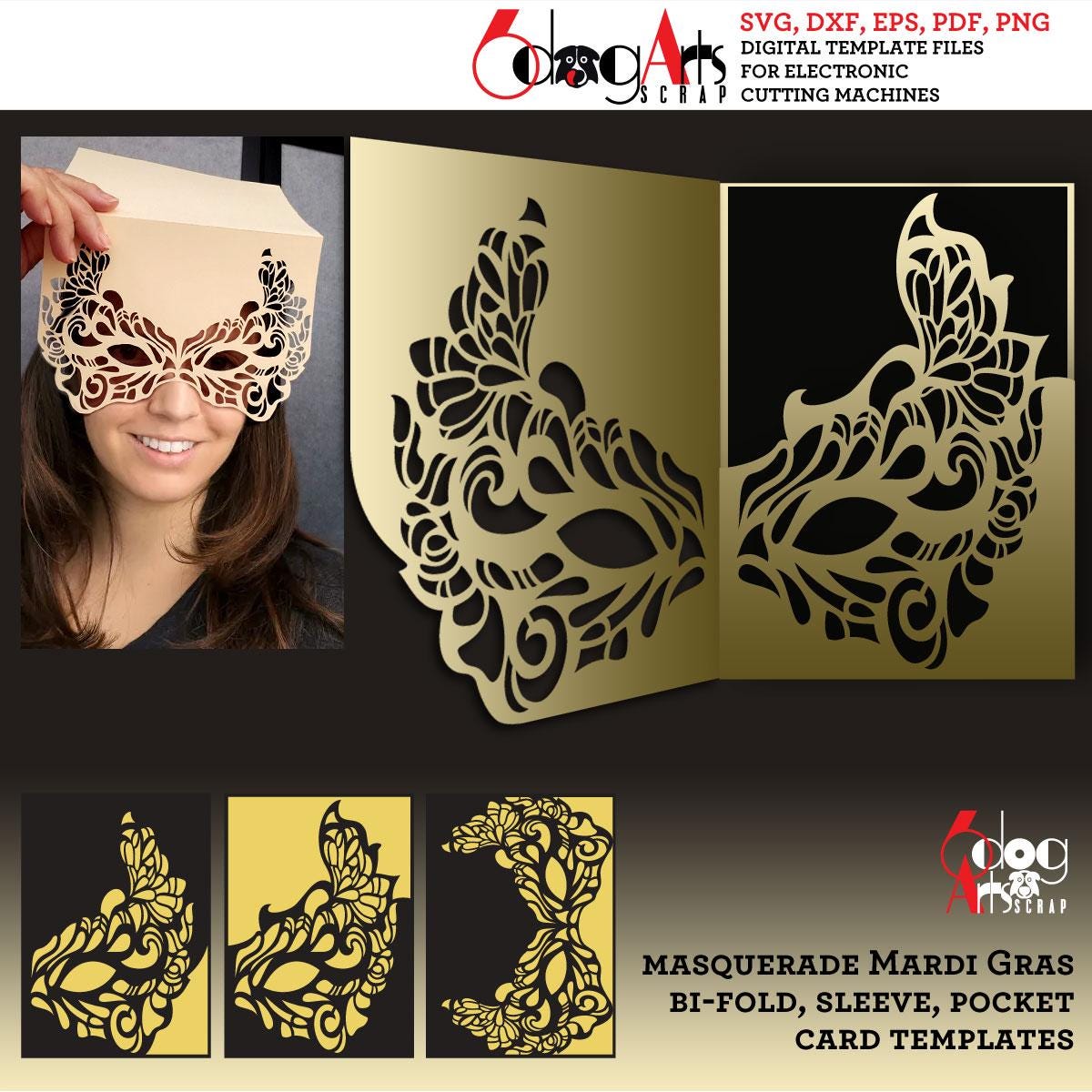 Plantillas vectoriales digitales SVG y DXF para tarjetas de boda con diseño  de carnaval y carnaval (formato de bolsillo). Descarga para corte láser  (JB-1718) - Etsy México, image size:1200x1200