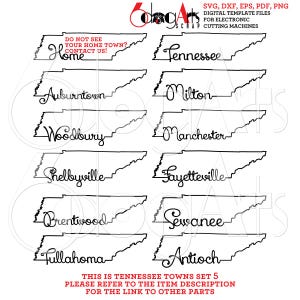 Tennessee (deel 5) overzicht typografiebestanden SVG DXF GlowForge lasergesneden Cricut downloaden snijden gravure zeefdruk JB-470e