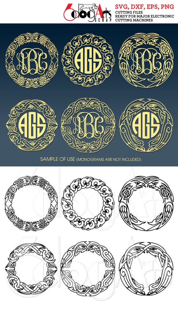 Celtic Monogram Frames Vector Digital Cut Files Svg Dxf Eps Etsy