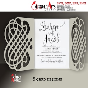 6 Spitzen Umschlag & Karte Vorlagen Digitaler Schnitt SVG DXF Dateien Hochzeitseinladung Briefpapier Schneidbare Download Silhouette Cricut JB-867c