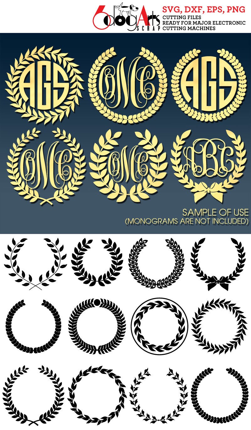 Download 12 Wreath Monogram Frames Vector Digital Cut Files Svg Dxf Eps | Etsy